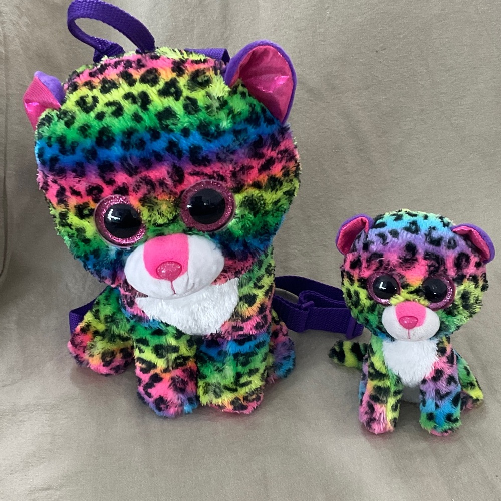 Ty Rainbow Leopard Plush Backpack and Toy Set